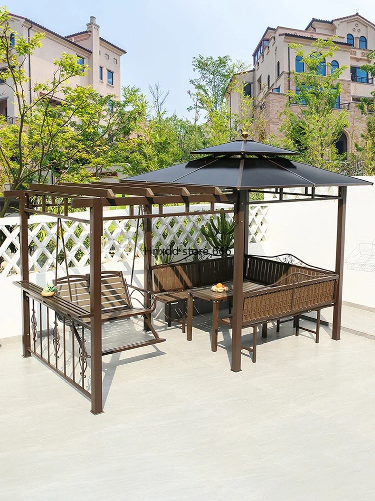 Courtyard villa preservative wood grape rack open-air leisure plastic wood pavilion