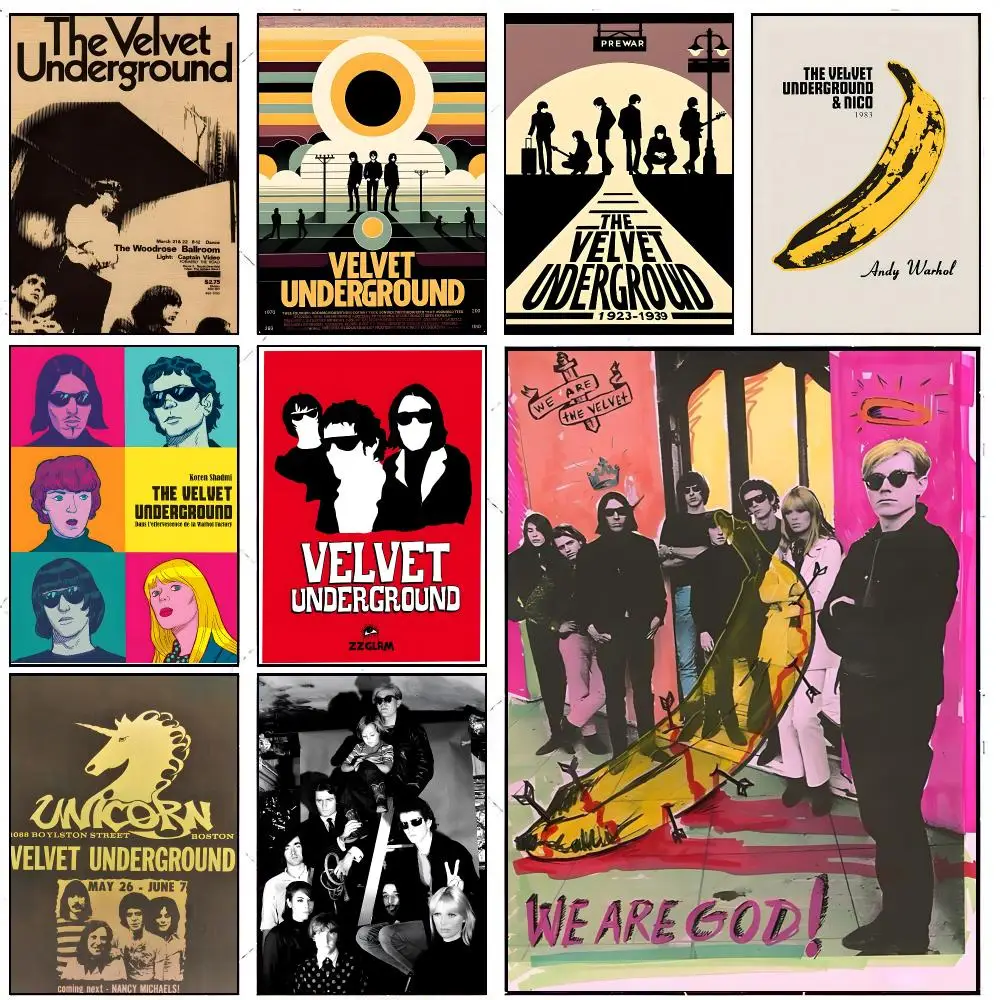 Band The Velvet Underground-Music Poster Self-adhesive Painting With Prints Home Bedroom Living Room Decoration Holiday Gifts