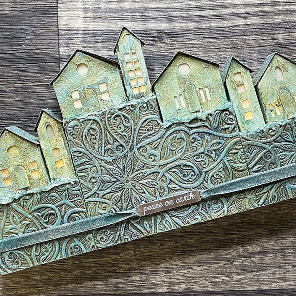 Motifs de dossier de gaufrage 3D de vigne végétale, modèles pour ajouter Bergame et finale à l'artisanat, fond de carte de scrapbooking bricolage