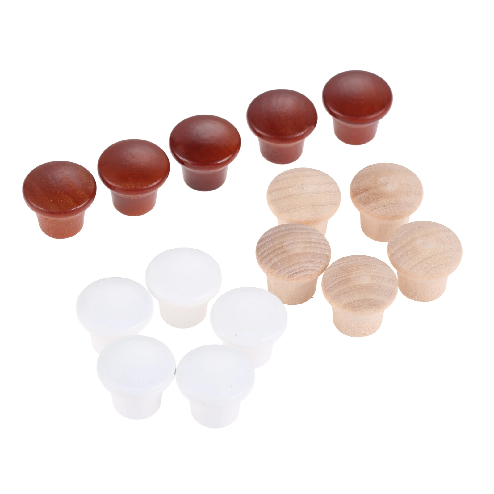 5Pcs Unpainted Wood Mini Pull Knobs for Kitchen Bathroom Furniture Decorative Pull Drawer Cupboard Cabinet Handle with Screws