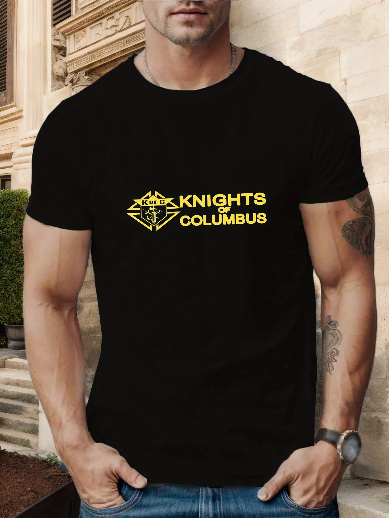 

[Classic Columbus Knight] Columbus Knight Men's Classic Summer Comfortable Round Neck Top T-shirt