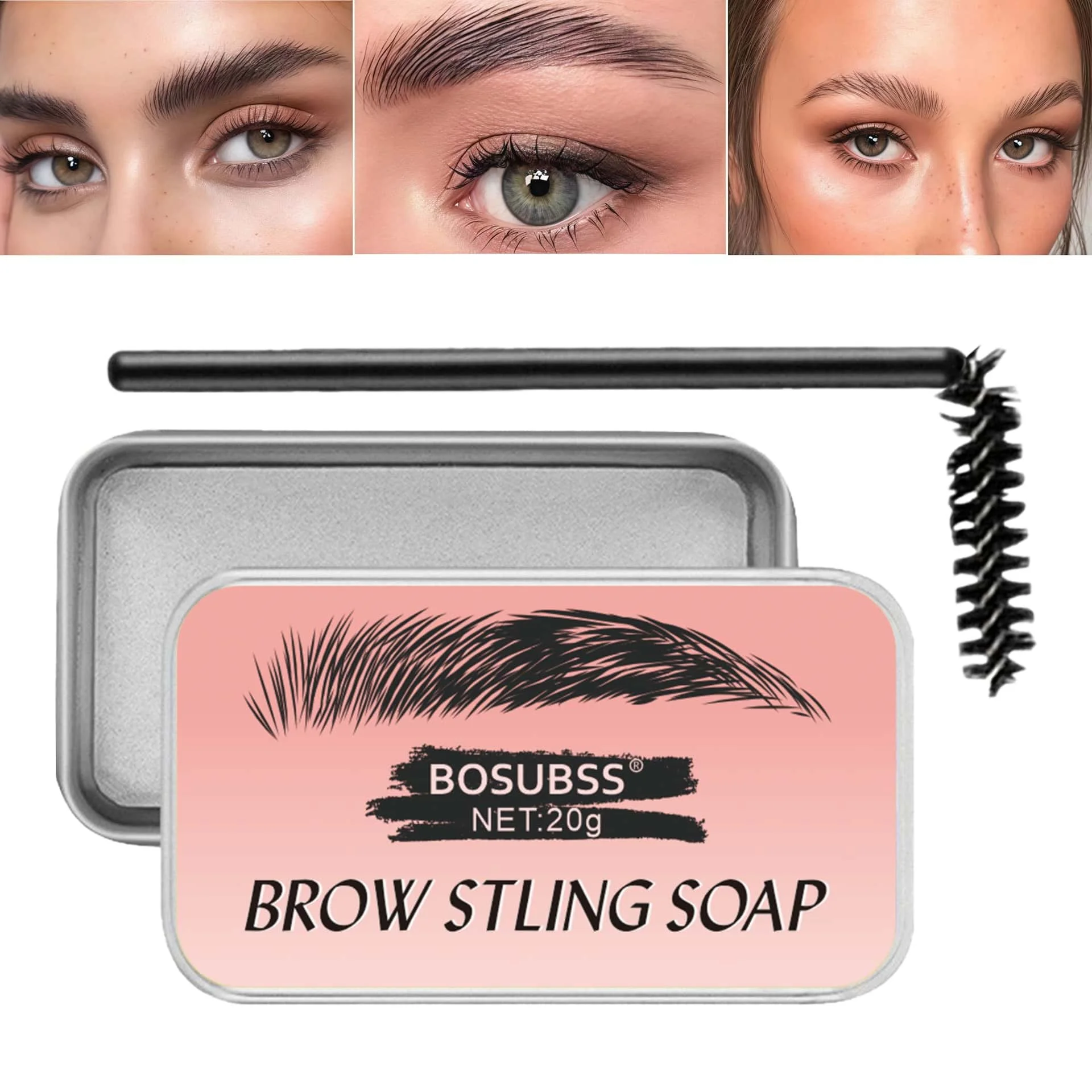 جل تصفيف الحواجب الشفاف - شمع شفاف قوي التحمل، مقاوم للماء، يدوم طويلاً، مقاوم للتلطخ، مثالي لتشكيل الحواجب اليومي