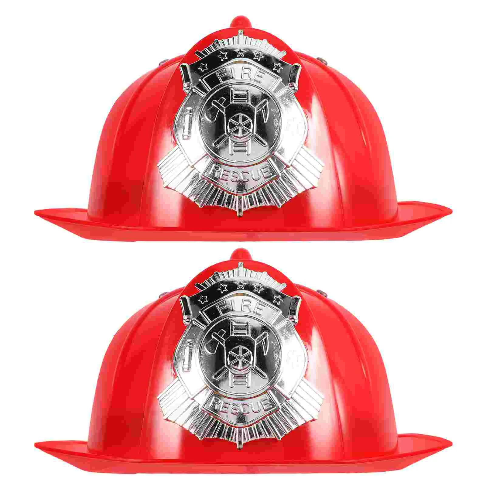 

2 Pcs Boys Hats Fireman Party Favors Truck Children Costume Prop Cosplay Red Firefighter