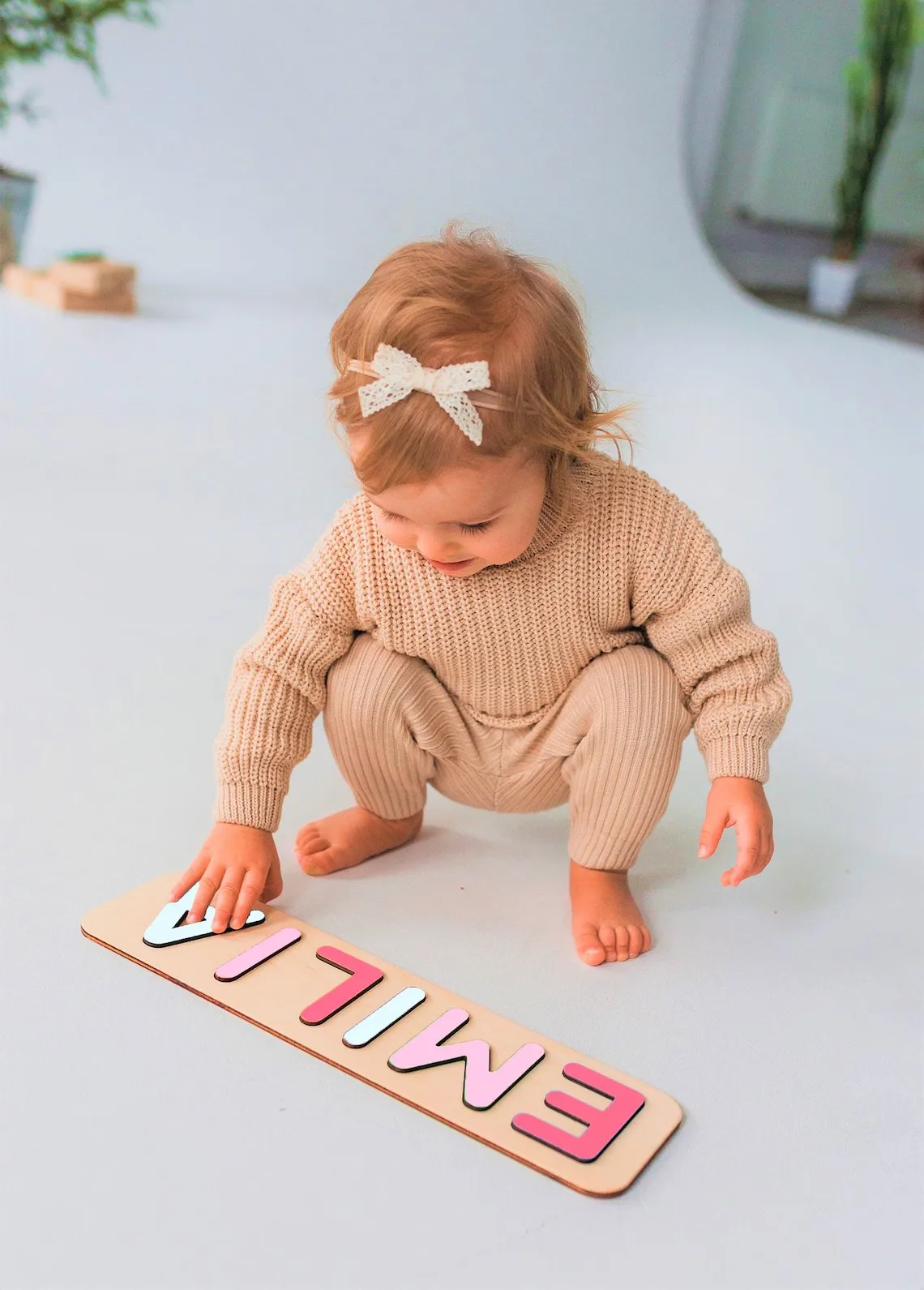 Personalizowane puzzle z imieniem, zabawki dla malucha, baby shower, prezent dla noworodka, puzzle z imieniem z kołkami, prezent na pierwsze urodziny, baby shower