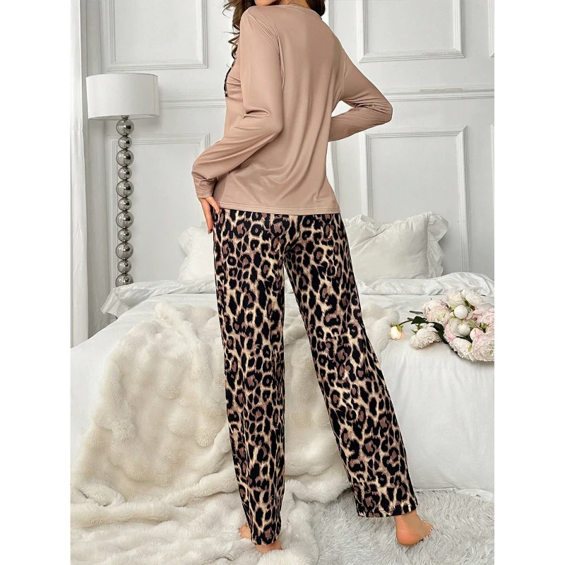 جديد سيدة المتسكعون العصرية الحيوان طباعة طويلة الأكمام منامة مجموعات قسط ملابس منزلية غير رسمية 2 قطعة قيعان ربيع الخريف