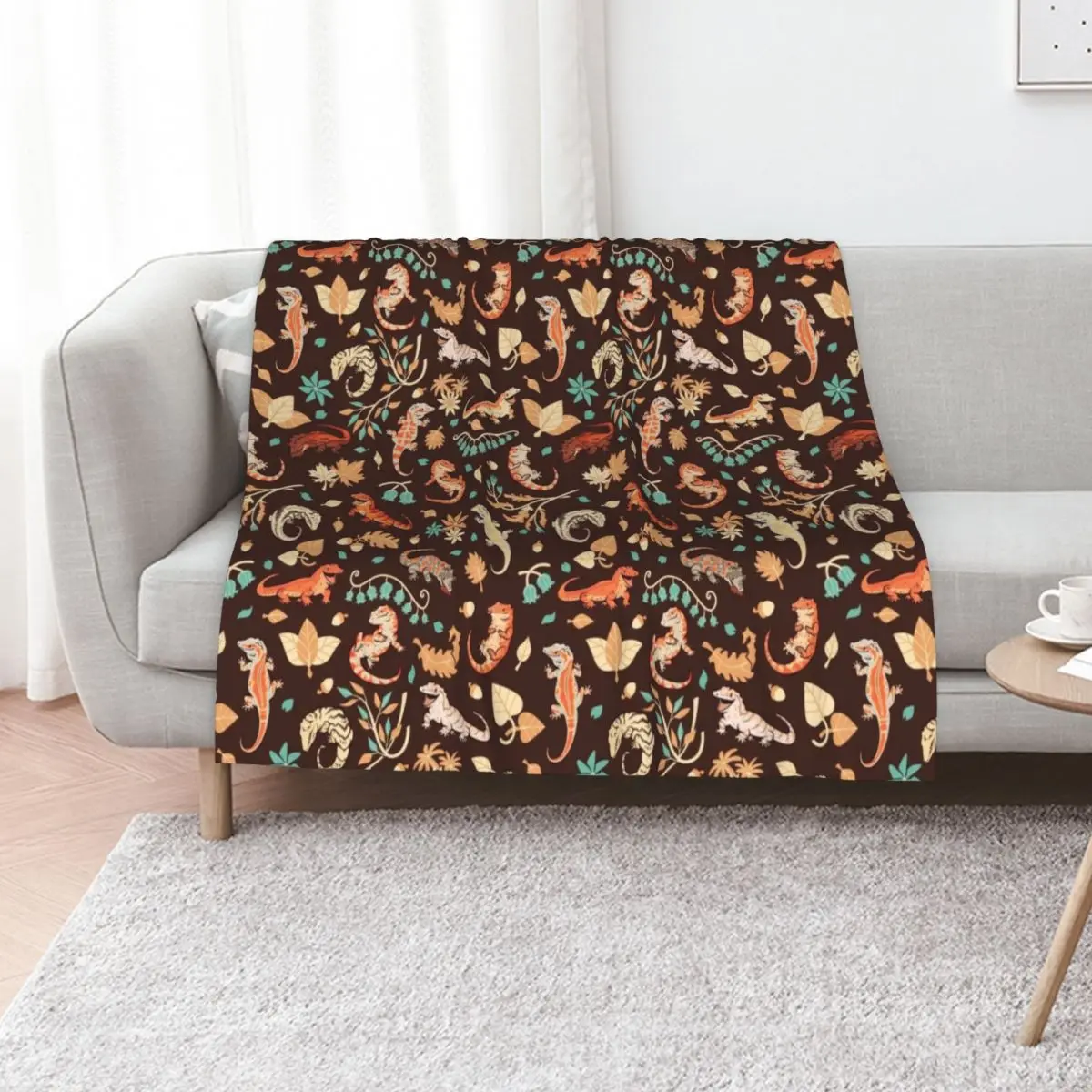 Autumn geckos in dark brown Throw Blanket warm winter Soft Plaid Comforter Stuffeds Sleeping Bag Hairys Blankets