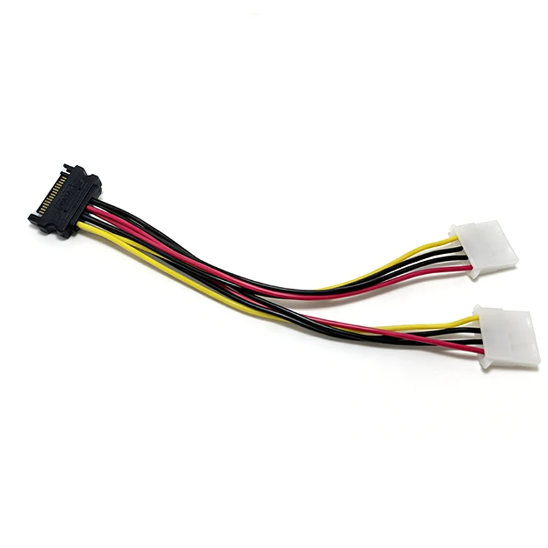 4pcs SATA 15pin Male To IDE Dual 4Pin Molex Female Serial ATA Hard Driver Power Cable Y Splitter Extension Cord Connector
