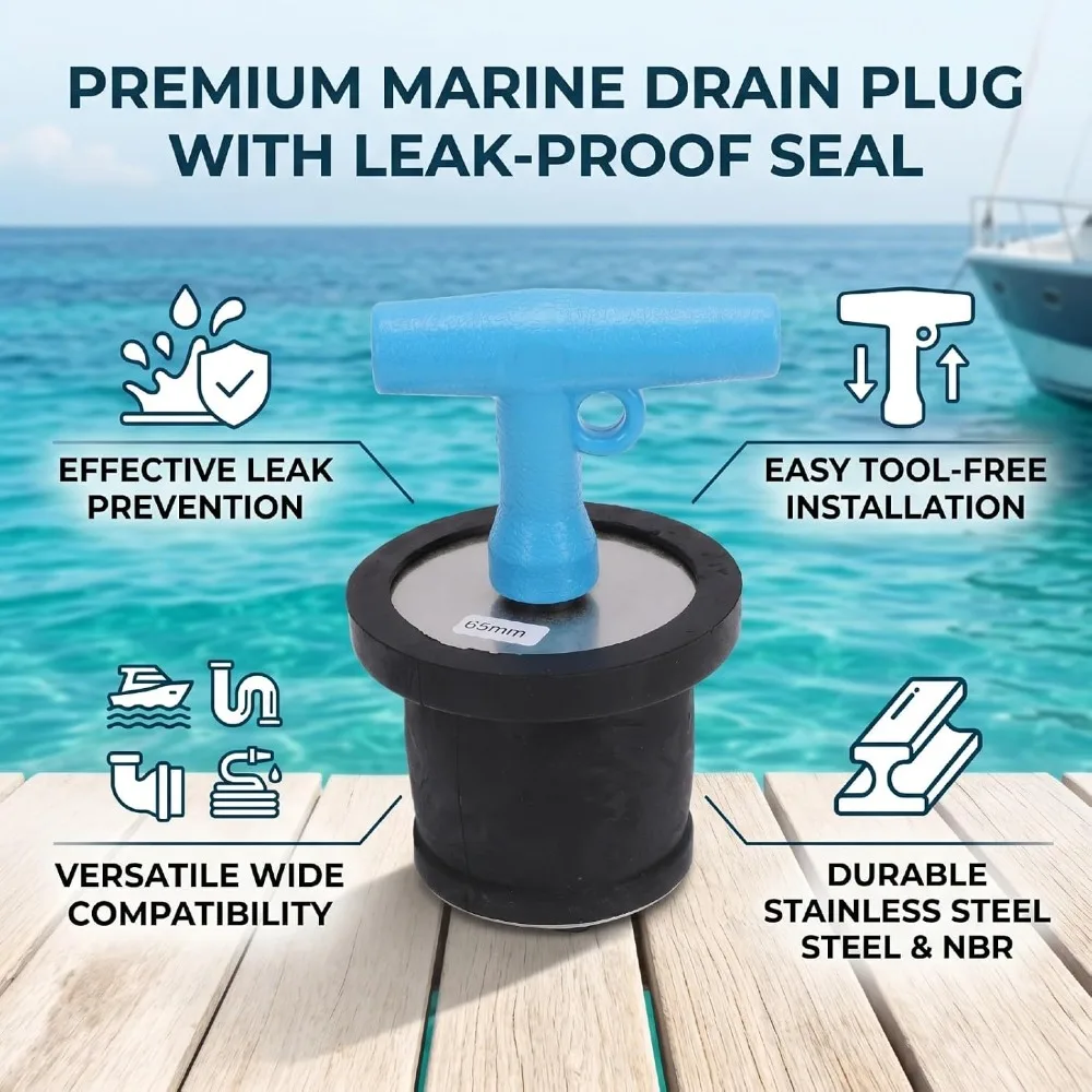 65-85mm Expandable Rubber Plug Blue T Handle Expansion Installation Mechanical Seal Plug Twist Lock Black NBR Rubber