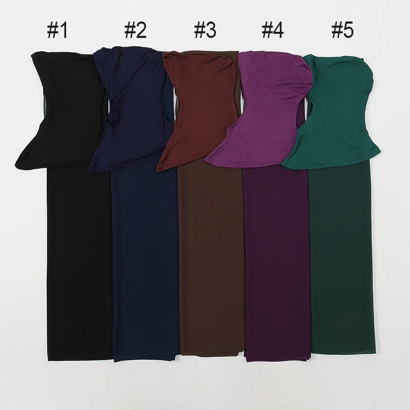 Nova Instantânea Chiffon Hijab Lenço Muçulmano Inner Headband Mulheres Cap Bonnet Longo Xale Com Jersey Underscarf Tampa Do Pescoço Headwraps