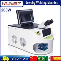 HUNST 200W Saldatrice a punti laser per gioielli Saldatura laser con microscopio CCD HD per protesi pendente ad anello a catena in oro argento