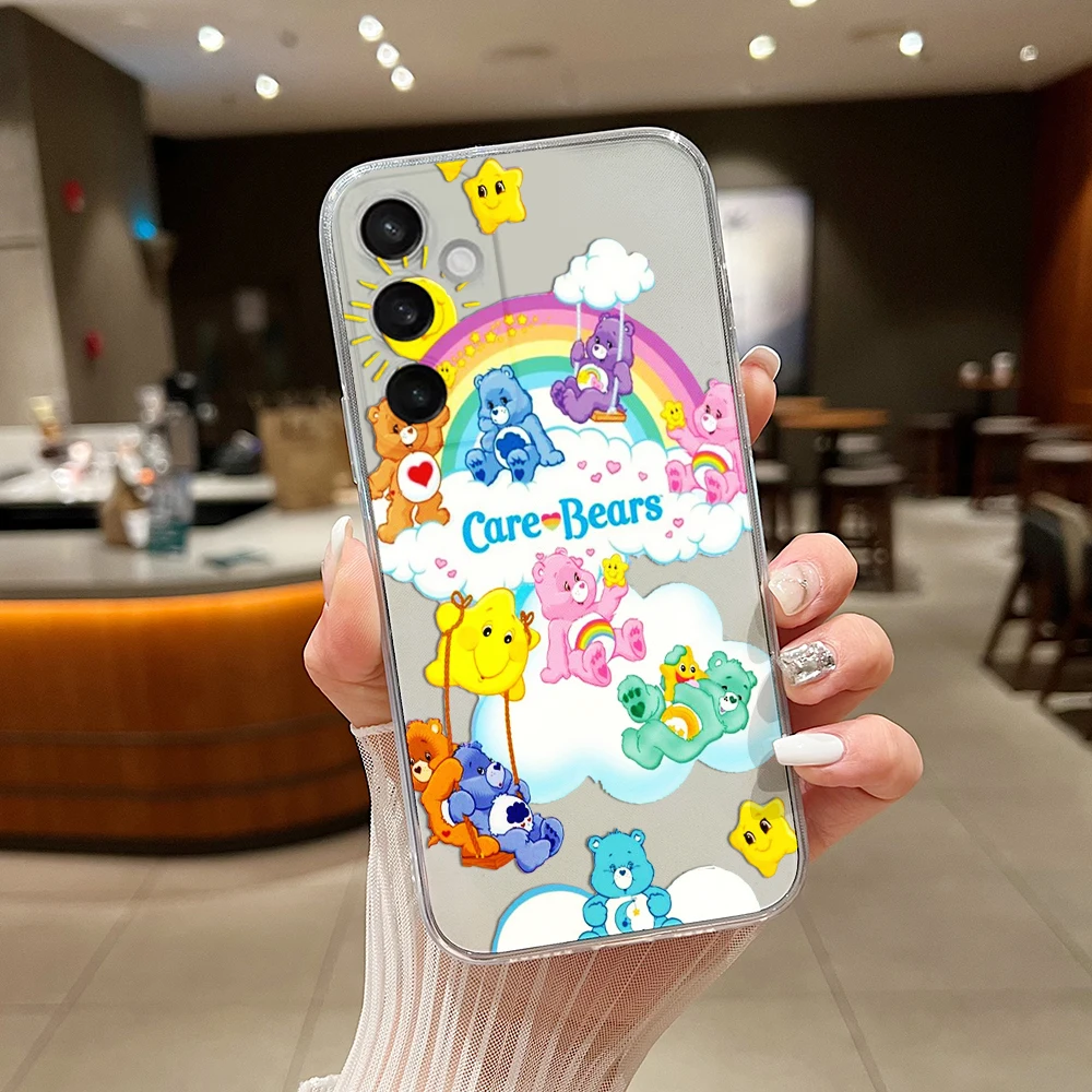 Cute Cartoon Phone Case For Cares Bears Samsung S24 S23 S22 S21 S20 S10 FE Note20 Note10 Plus Ultra Lite 5G Clear Soft TPU Cover