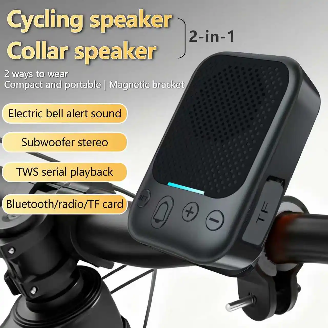 Portable Sport Bluetooth Speaker Outdoor Waterproof with Cycling Stand Magnetic Collar Clip FM Radio TF Card TWS Mini Soundbox