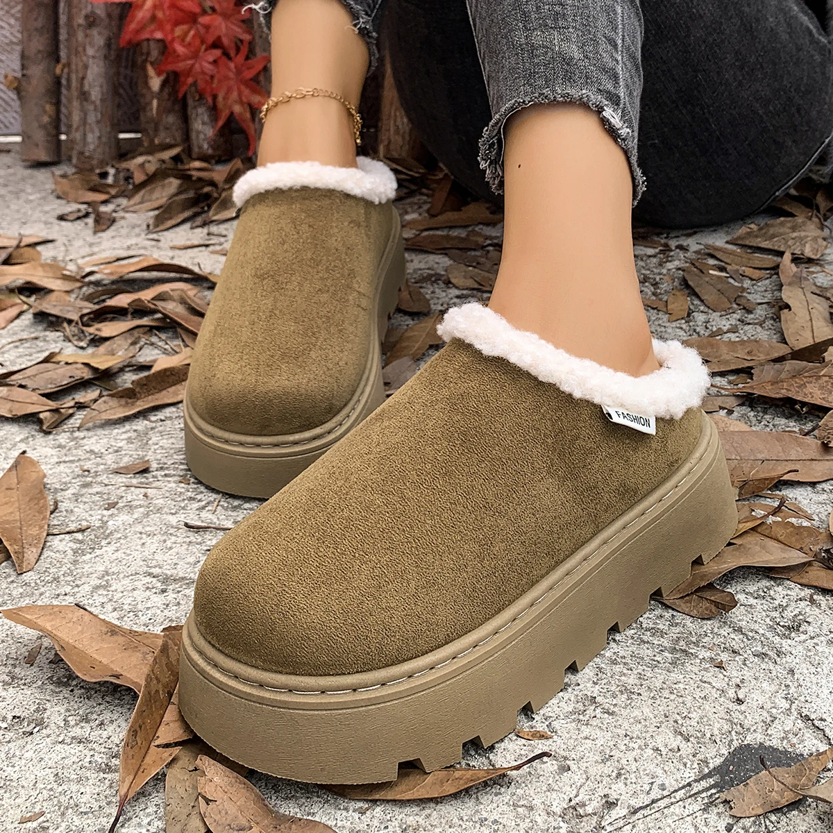 حار بيع في الشتاء مثير أنيقة مع النعال عارضة أفخم للنساء المألوف جديد مريح سميكة سوليد النعال القطن #4