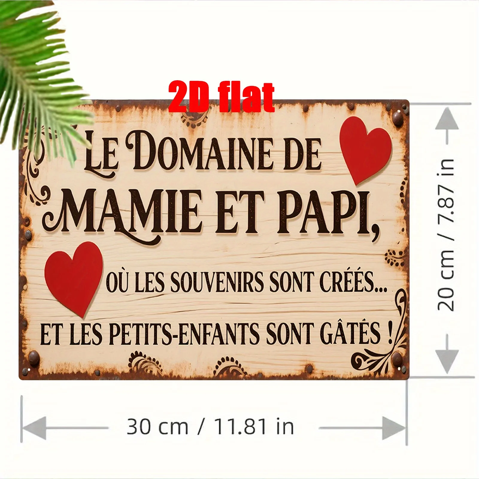 Vintage French Grandma & Grandpa Quote Metal Wall Decor Sign - 