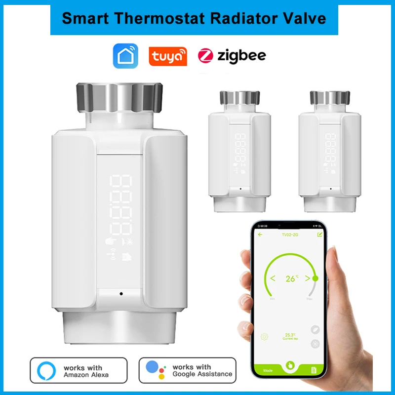 Tuya Zigbee Radiator Valve Heating Bluetooth Smart Thermostat Smart Home Wifi Thermostat Temperature Controller Work Google Alex