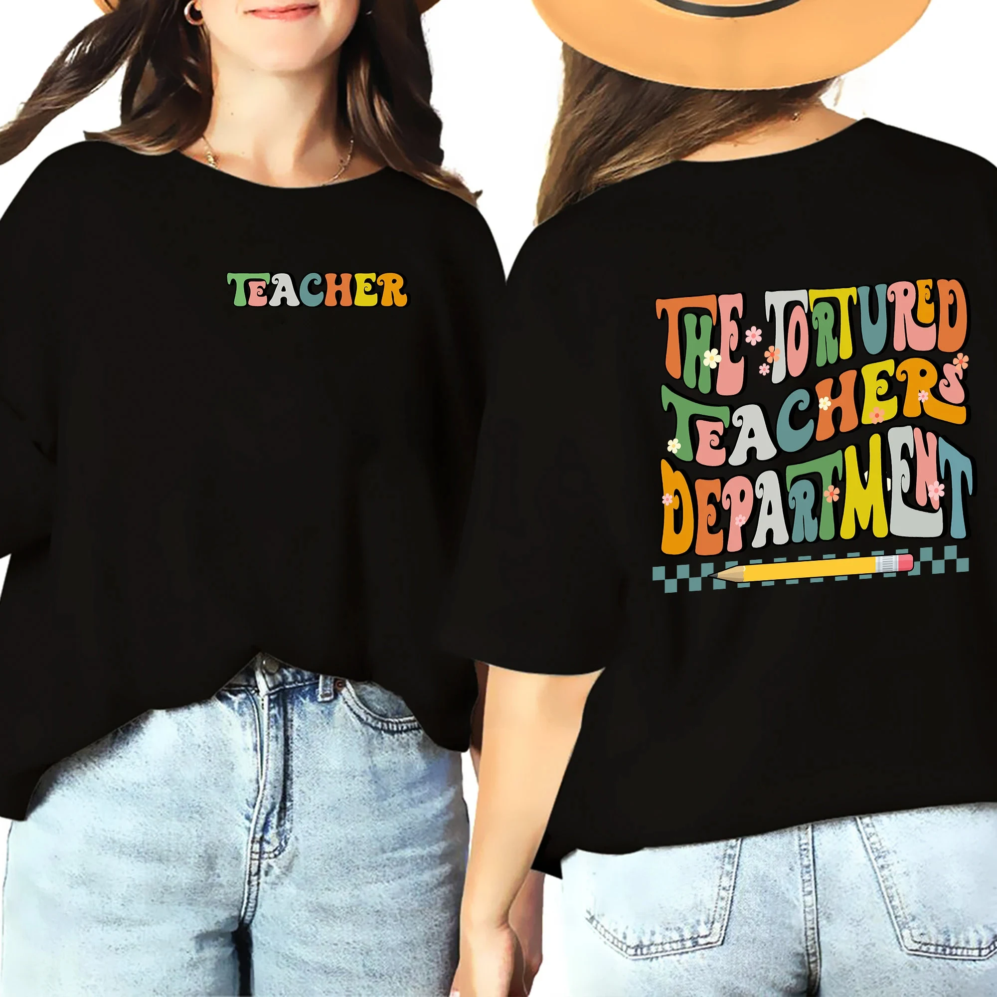 The Tortured Teachers Department Funny Slogan Women T-shirt New Popular Teacher Casual Female Shirt Stylish Holiday Comfort Tee