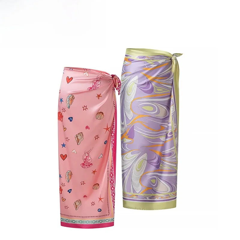 Fashionable Printed Belted Half Skirt for Women Straight Cut Standard Size Polyester Fiber mid Waist Summer 2026