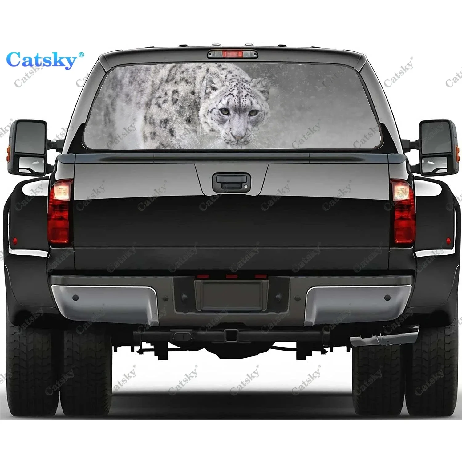 

Animal Snow Tiger Car Rear Windshield Sticker Truck Window See Through Perforated Back Glass-Window Vinyl Decal Decoration