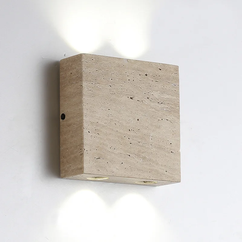 

Japanese Wabi-Sabi Travertine LED Wall Lamp - Creative for Living Room Background, Staircase, Study, Tea Room & Bedroom Bedside