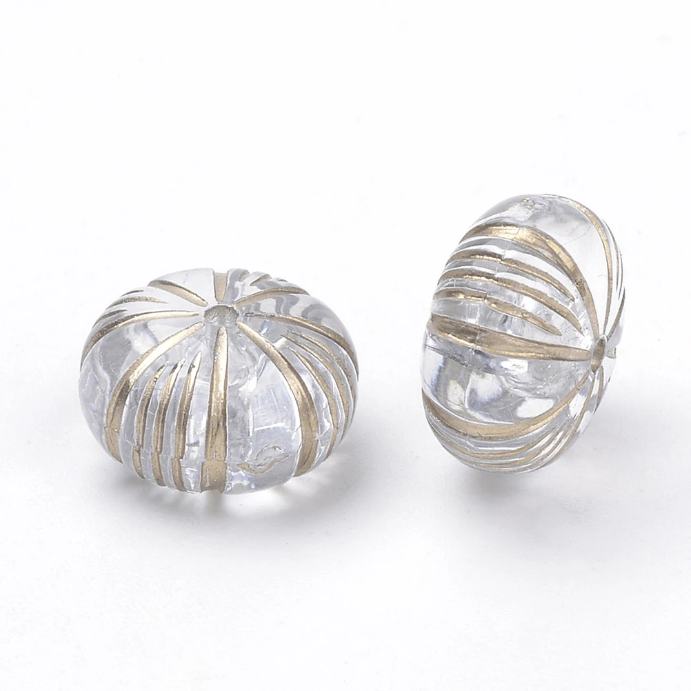 

40Pcs Pumpkin Shape Acrylic Beads Metal Plating DIY Hanging Jewelry Transparent Beads for Bracelet Necklace Earrings