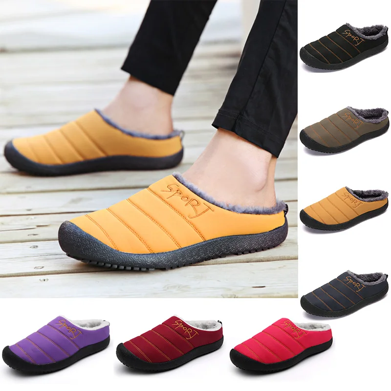 

Зимние мужские теплые хлопковые тапочки, зимняя женская домашняя плюшевая обувь, непромокаемая домашняя повседневная обувь на платформе для пар, удобная теплая обувь