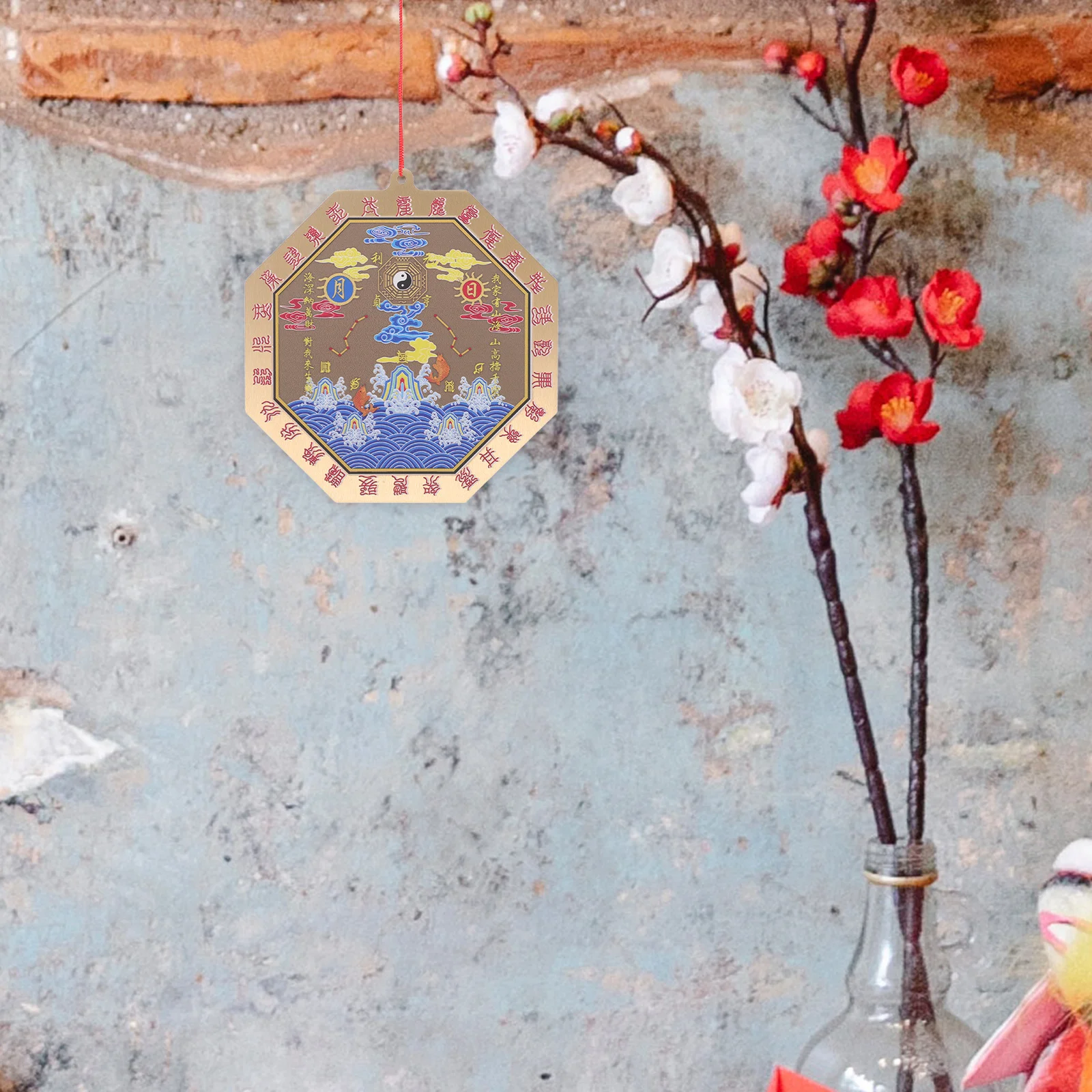 

Brass Bagua Pendant Chinese Feng Shui Wall Decor Lucky Protection Amulet For Home Office Entryway Positive Energy