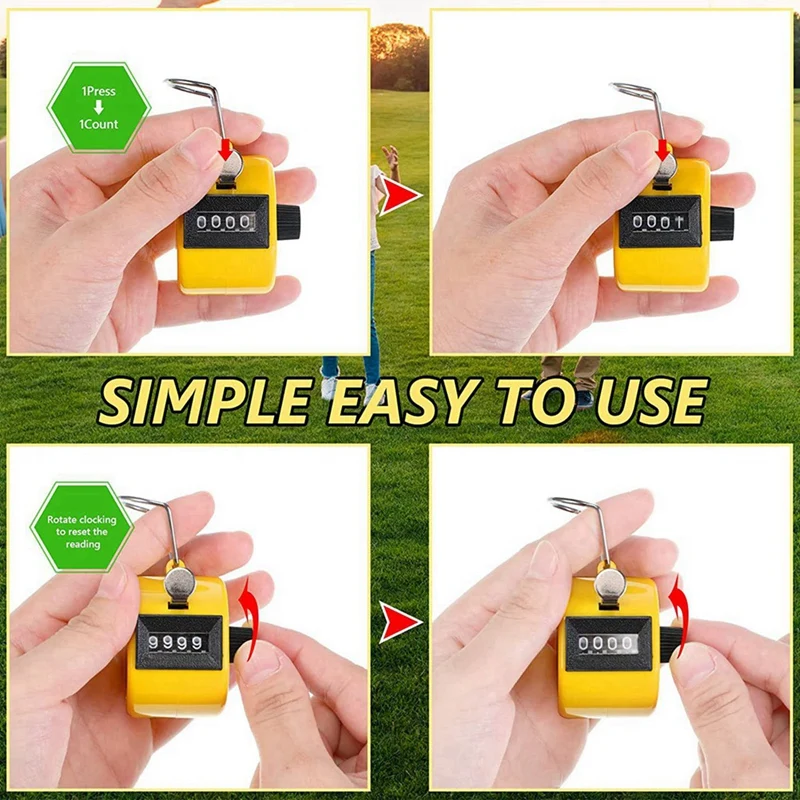 12PCS Hand Counter 4 Digit Mechanical Palm Click Counter Assorted Color Hand Hold Counter Clicker With Metal Finger Ring