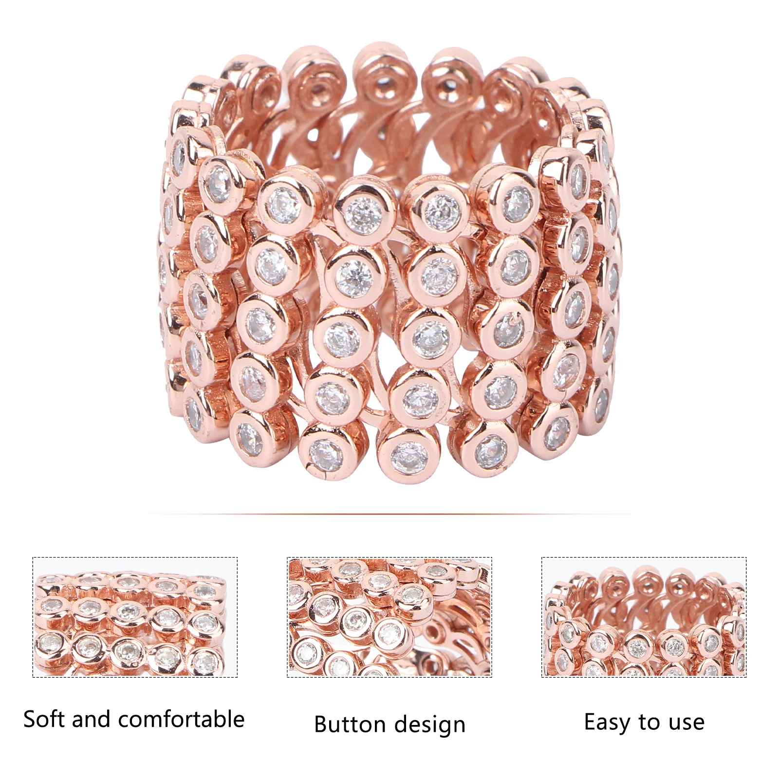 

Ring Bracelet Retractable Costume Hand Jewelry Chain Safety Stretchable for Women