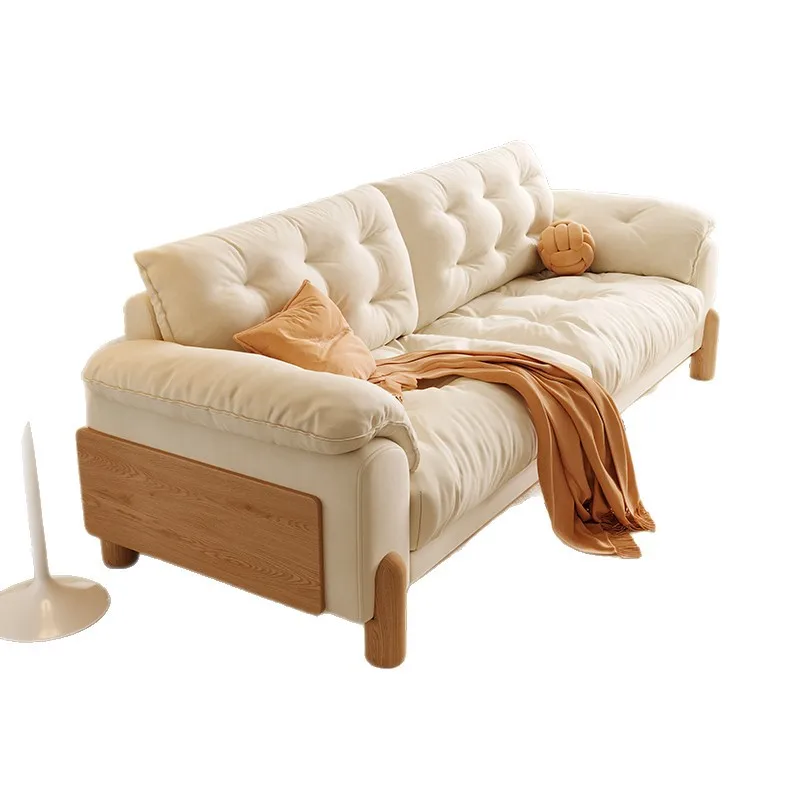 

Log style sofa, Nordic, straight row, solid wood, Japanese cloud sofa