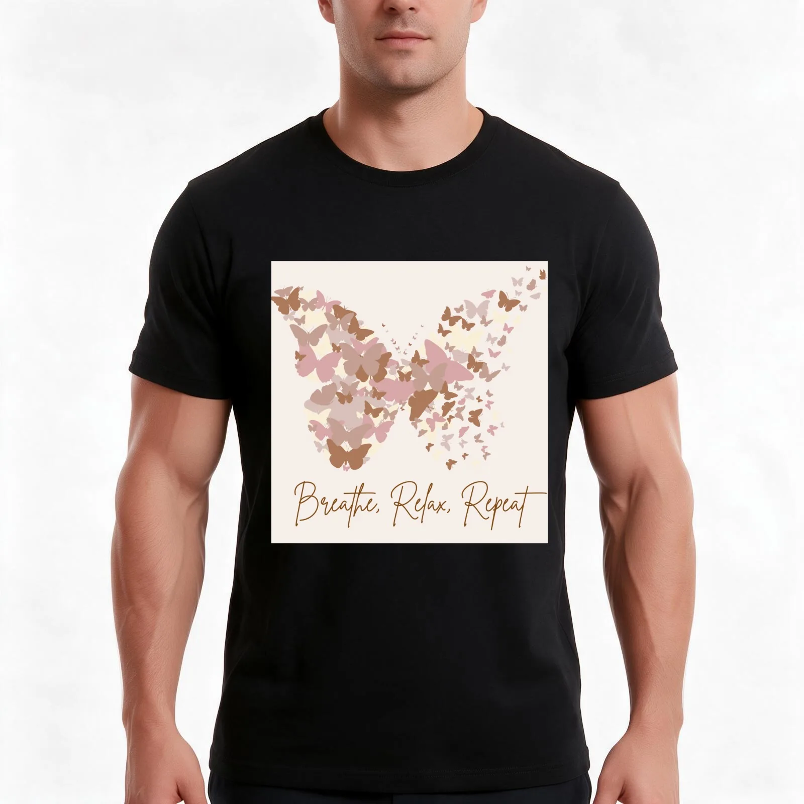 Butterfly Harmony: Milfulnes - Relax, Breathe, Repeat T-Shirt, Summer Casual Cotton Tee, Oversized Streetwear Tops, 100% Cotton