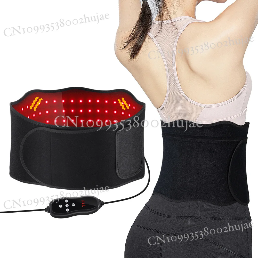 

Heating Vibration Massage Waist Belt with Red and Near-Infrared Light (660nm & 850nm) for Muscle Relief and Back Pain Therapy