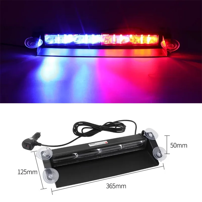 Car lights, lane opening LED, emergency warning, vehicle flash strip, windshield suction cup, 12V red, blue, white flash