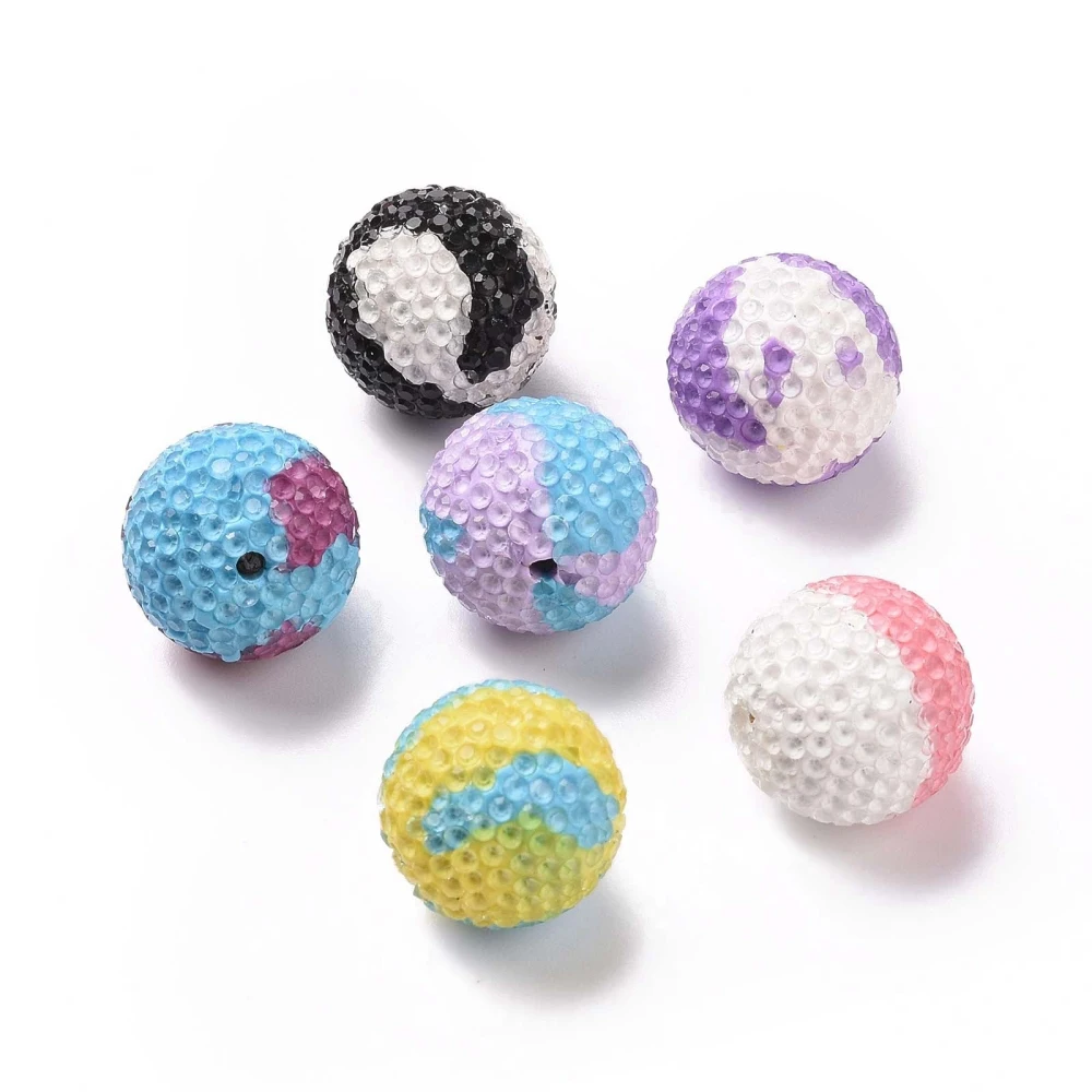 

20pcs Pave Disco Ball Beads Polymer Clay Rhinestone Round Loose Spacer Beads 16mm for jewelry making DIY decor accessories