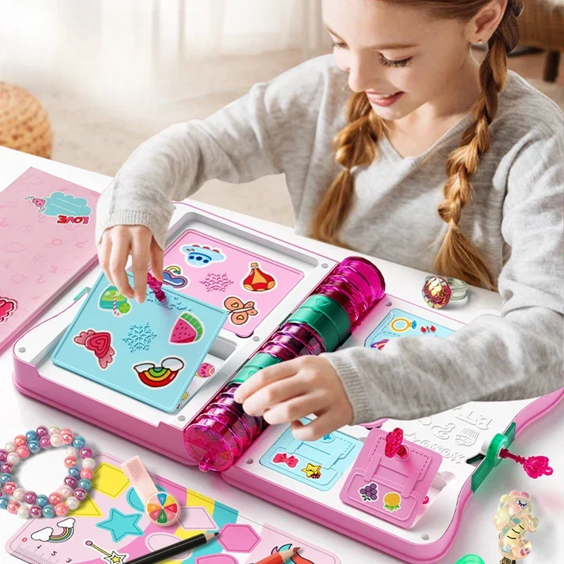 Zestaw do makeupu na biżuterię dla dzieci magiczna książka pudełko na niespodzianki DIY ręcznie robione pierścionki bransoletki udają prezent
