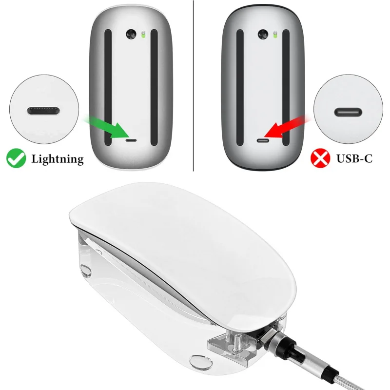 Geekria Mouse Charging Station Compatible With Apple Magic Mouse (Lightning) Magic Mouse Accessory (Transparent)