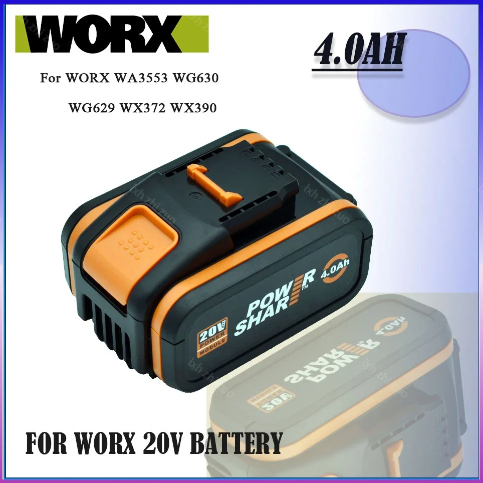 100% Original Worx WA3553 20V 4.0ah Battery Cordless Power Tool Spare Batteriies WA3572 WA3553 WX390 WA3551 WX176 WX178 Battery