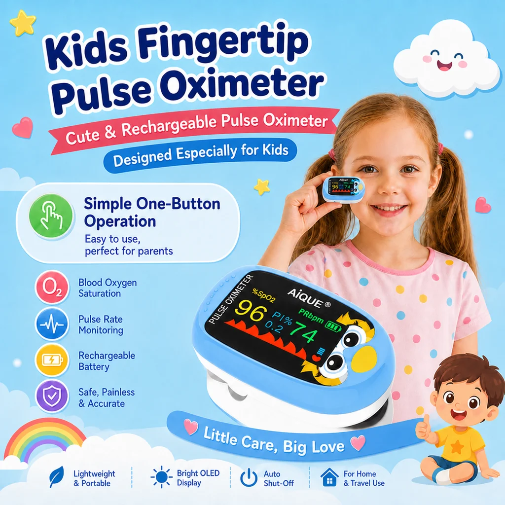 Pulse Oximeter Fingertip Rechargeable - AiQUE Oksimeter Denyut Jari Kartun, Meteran