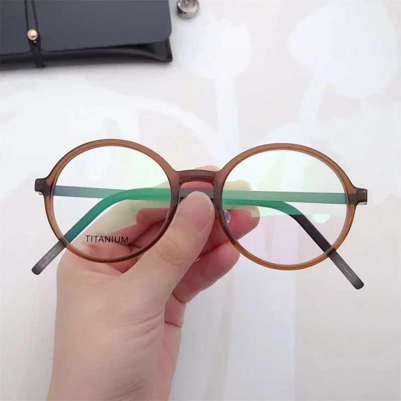 

Denmark Brand Screwless Lightweight Myopia 1827 Glasses Frame Men Prescription Optical Women Titanium Round Reading Eyeglasses