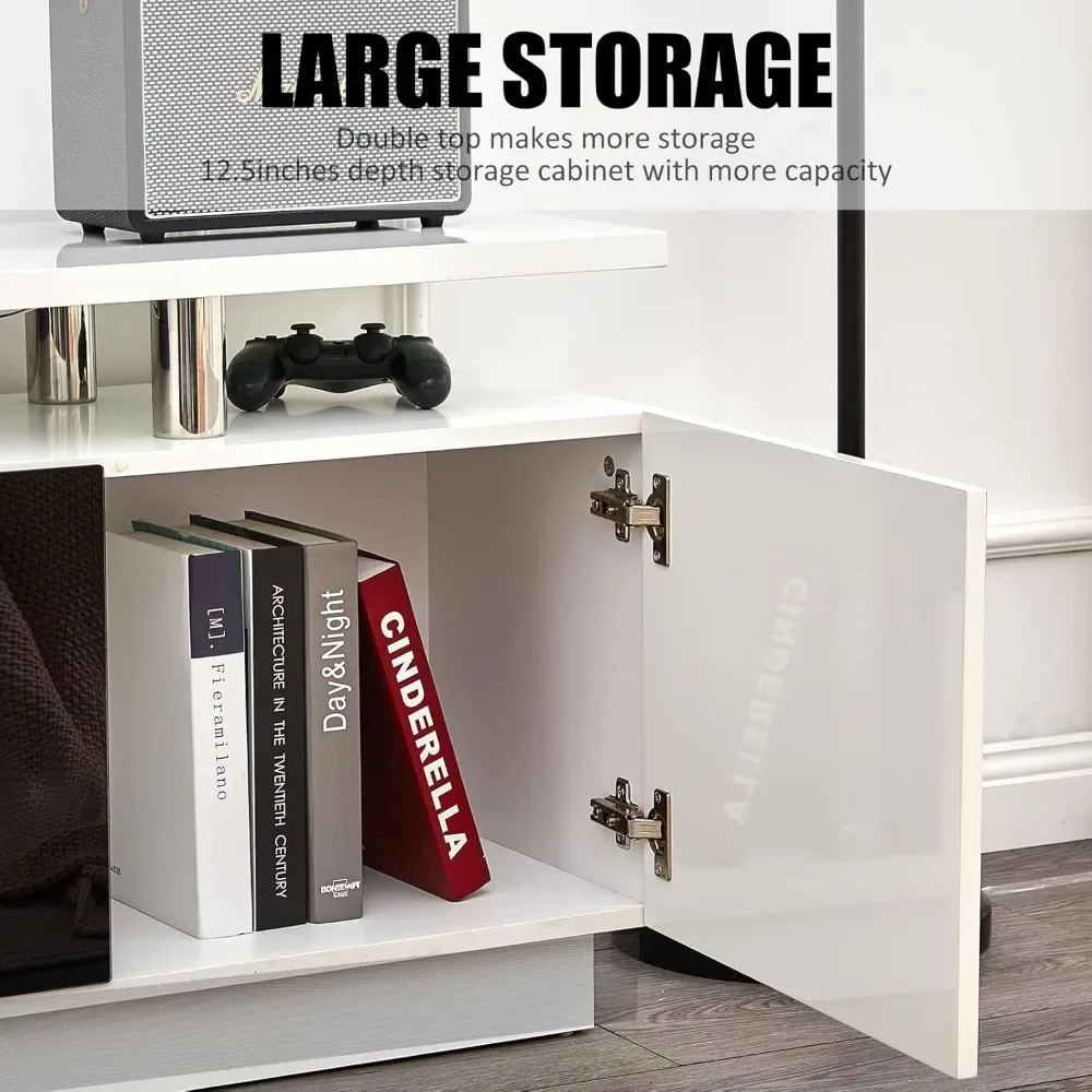 Lareira TV Stand com luzes LED, Entertainment Center Console, 2 camadas Console, gabinete para TVs de até 80 polegadas, 36 polegadas, 70 polegadas