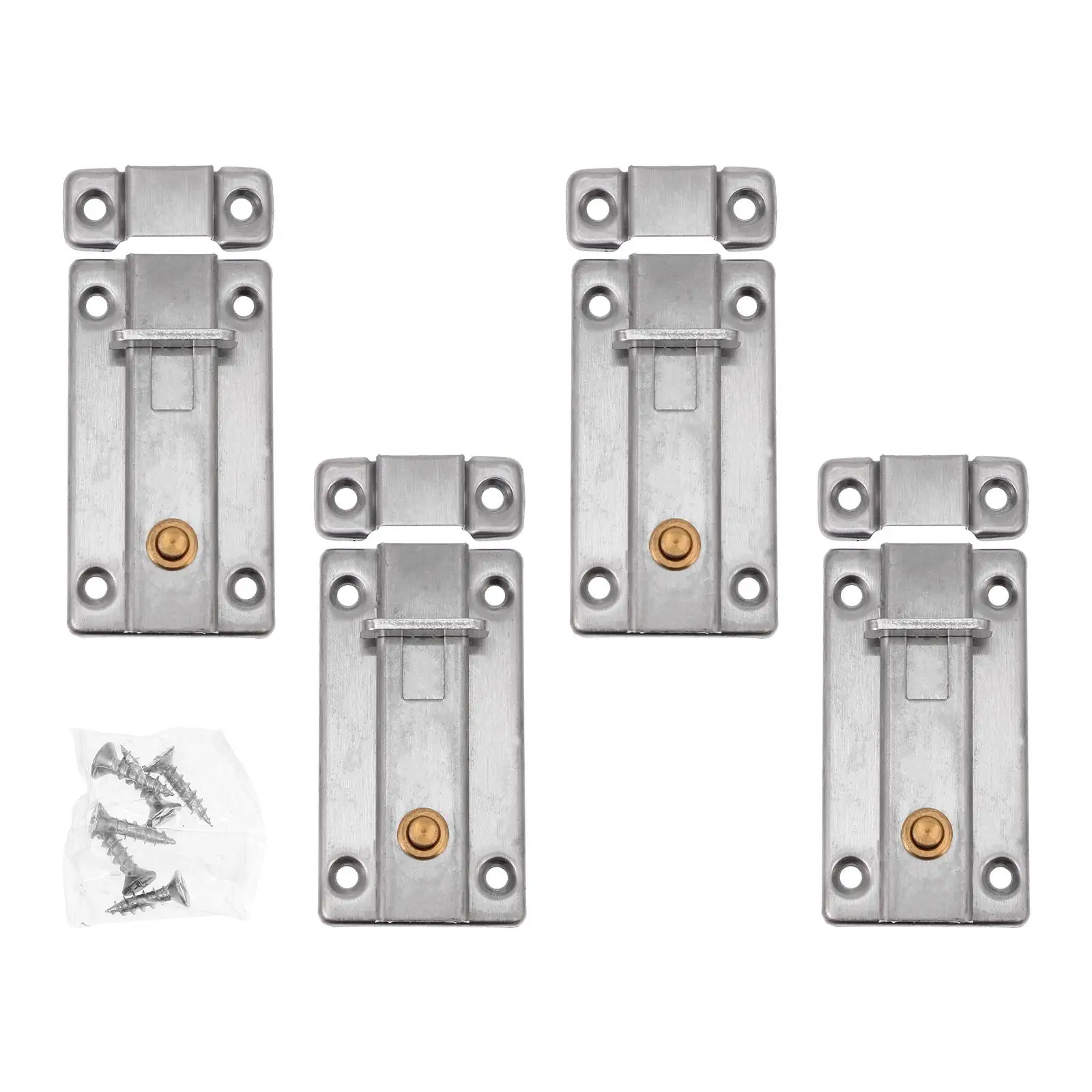 

4 Pcs Automatic Spring Door Latch Stainless Steel Safety Lock Bolt Heavy Duty Gate Outdoor Sliding Door Lock Hardware Hinges