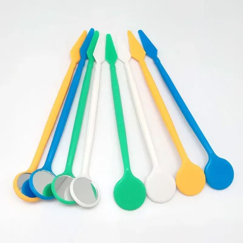 Disposable Plastic Dental Mouth Mirror with Mixing Spatula Knife Manual Oral Examination Tool