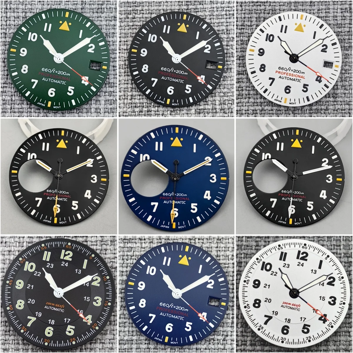 GRAMOCK Classic 29mm Pilot Style Watch Dial Face + Hands Set Luminous For NH34 NH35 NH36 NH38 ETA2824 PT5000 Automatic Movement