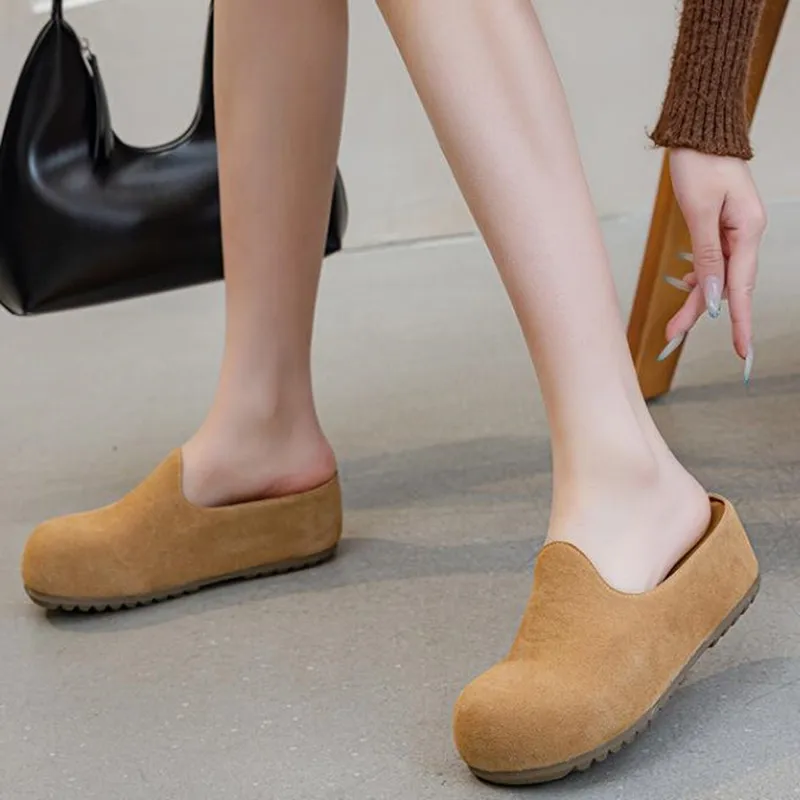 New 2026 6cm Anti Slip Leather Clogs Cork Footbed Sandals Comfort Mules with Arch Support Slip on Slippers Casual House Slippers