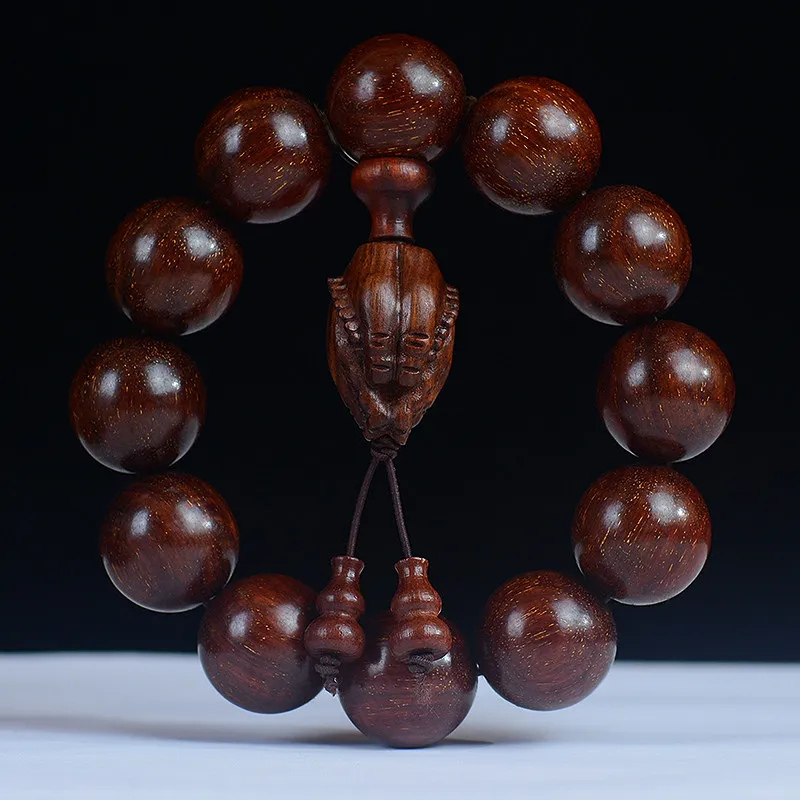 

High Density Sinking Old Material Rosewood Bracelet 2.0 Handmade Full Gold Star Pixiu Beaded Wood Bracelet Gifts