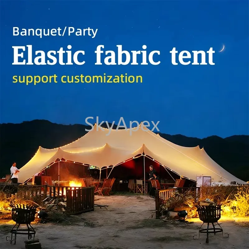 

Adjustable Coverage Outdoor Stretch Elastic Fabric Pole Canvas Tent Tensile Membrane Structure Canopy Marquee for Party Events