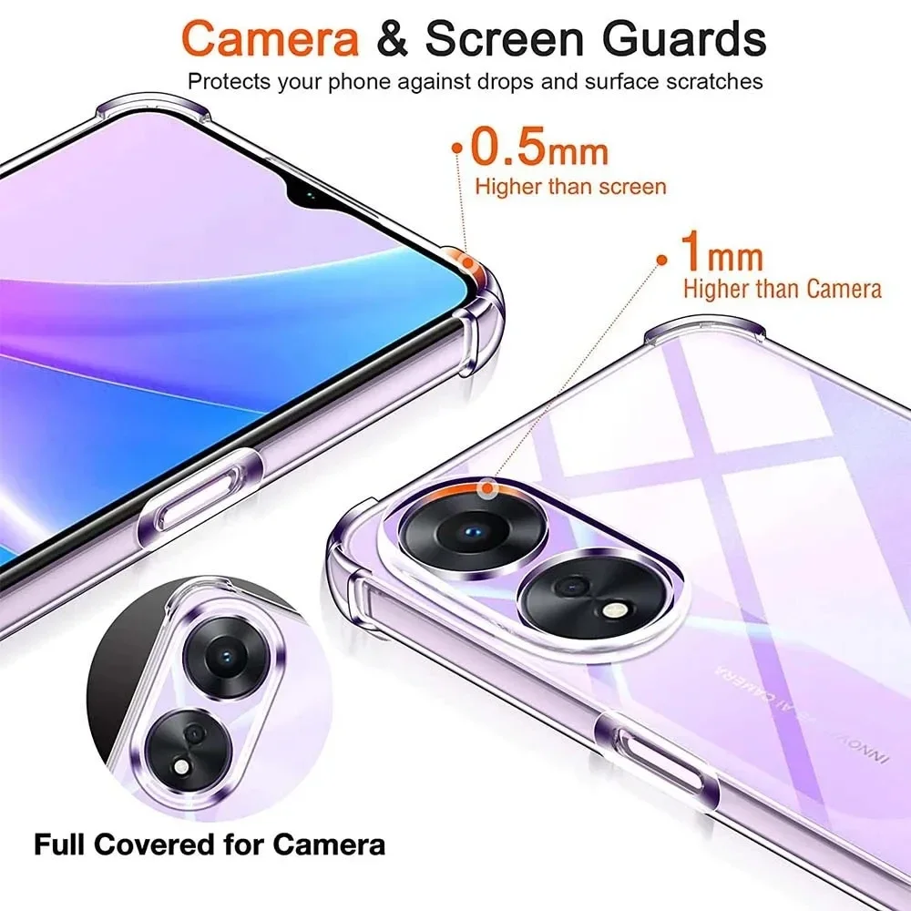 وسادة هوائية مقاومة للصدمات حافظة من البولي يوريثان لهاتف OPPO A60 A79 5G A98 A78 A58 A38 A18 A77 A57 A57S A17 A96 A16 غطاء حماية كابا Fundas Coque