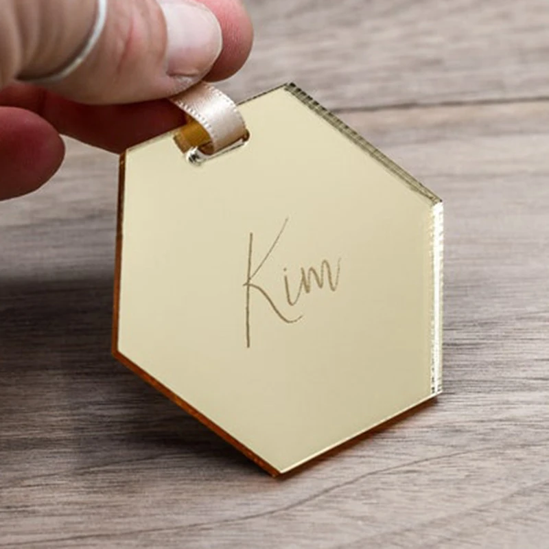 30 PCS gold mirror Hexagon Acrylic Place Card for Wedding DIY Blank Acrylic Table Seating Cards, Escort Plates - Perfect for D