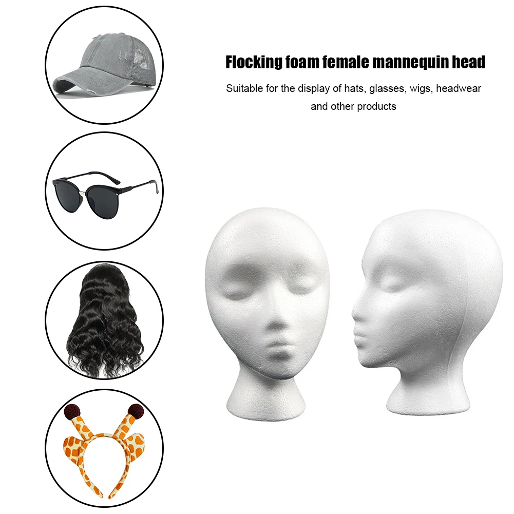 

Women Female Foam Model Practical Manikin Foam Head Polystyrene Lightweight Portable Fashion for Home Travel and Salon