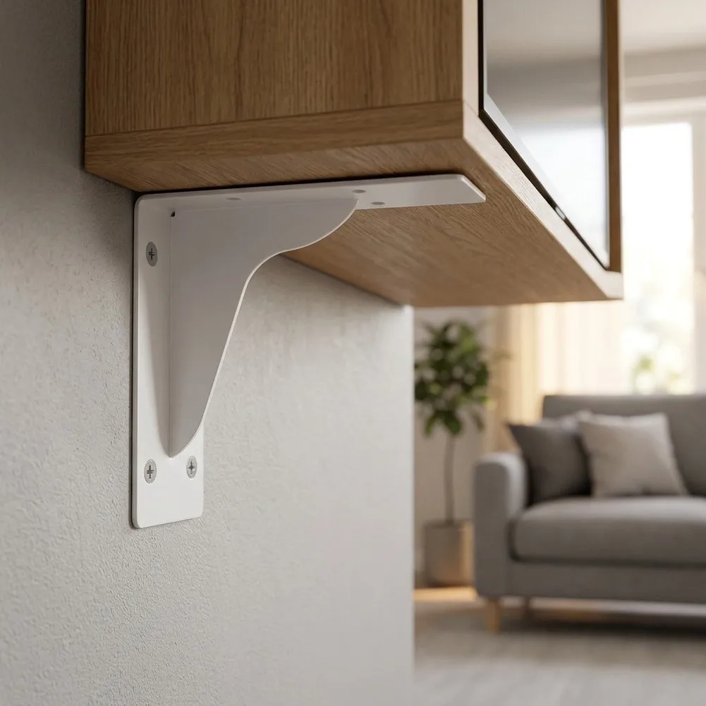 2Pcs Shelf Brackets White Metal Floating Shelf Brackets Wall Mounted Multifunctional For Kitchen Shelf Wooden Furniture Holder