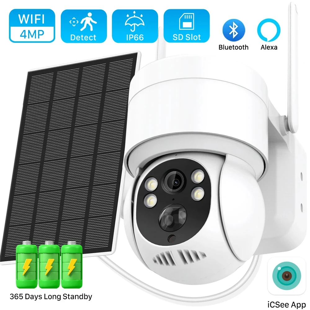 camera ip solar ao ar livre voz bidirecional deteccao humana pir ai monitoramento de seguranca cctv ptz icsee 4g hd 25k 4mp 01